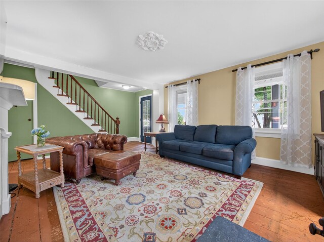 31 Hudson Ave, Stony Point, NY 10980 - living room with hardwood / wood-style flooring and stairway