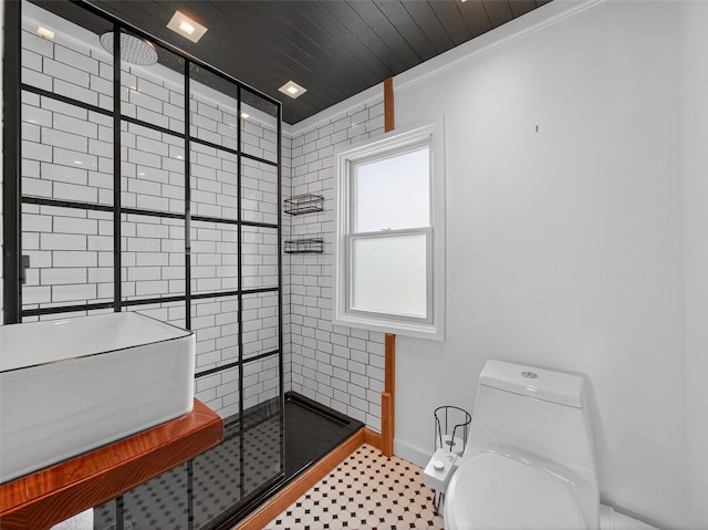 31 Hudson Ave, Stony Point, NY 10980 - full bathroom featuring a tile shower and crown molding