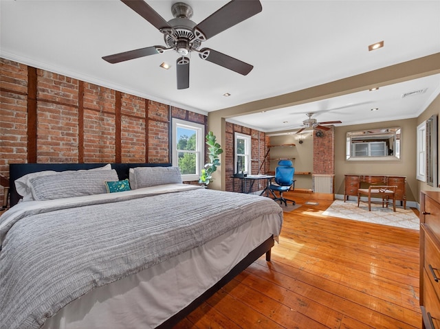 31 Hudson Ave, Stony Point, NY 10980 - bedroom with hardwood / wood-style flooring, ornamental molding, and a ceiling fan