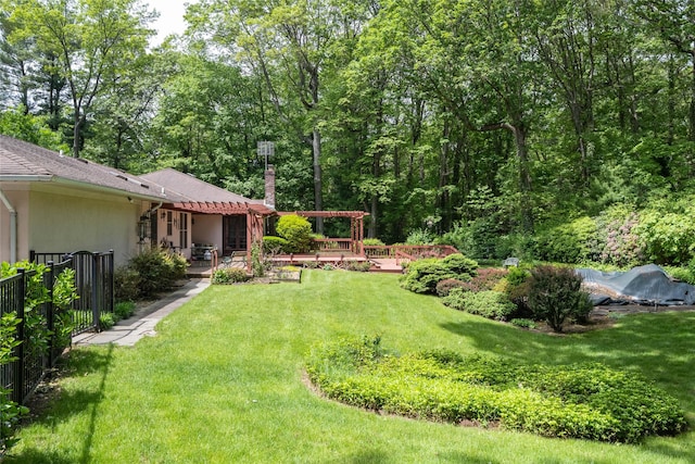 100 Foxhunt Cres, Oyster Bay Cove, NY 11791 - view of yard featuring a pergola and a deck