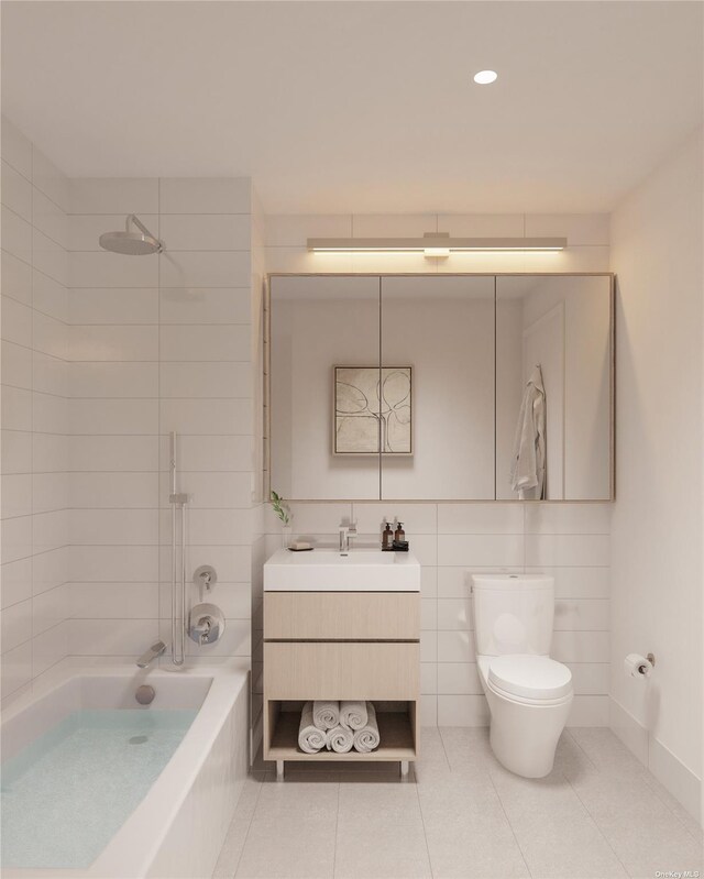 131-02B 40th Rd Unit 12O, Flushing, NY 11354 - full bath featuring vanity, toilet, bathing tub / shower combination, and tile patterned floors