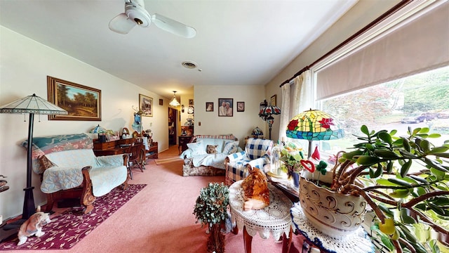 4 Christine Dr, Spring Valley, NY 10977 - carpeted living area featuring a ceiling fan