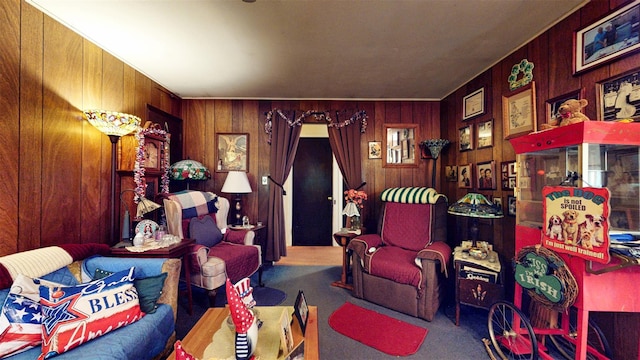 4 Christine Dr, Spring Valley, NY 10977 - carpeted living room with wood walls