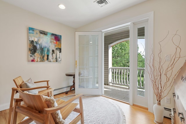 42 Panorama Dr, Warwick, NY 10990 - living area with a baseboard radiator, wood finished floors, and recessed lighting