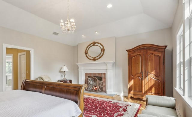 42 Panorama Dr, Warwick, NY 10990 - bedroom featuring multiple windows, light wood-style floors, a chandelier, and recessed lighting