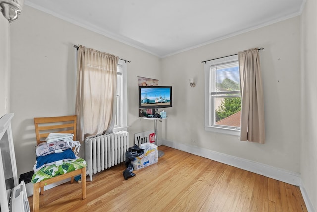 107 Underhill Ave, West Harrison, NY 10604 - bedroom with radiator heating unit, ornamental molding, wood finished floors, and baseboards