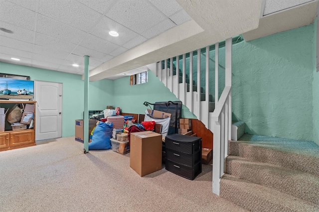 107 Underhill Ave, West Harrison, NY 10604 - finished basement with carpet flooring, stairs, and recessed lighting