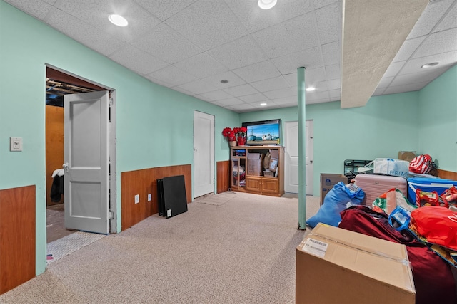 107 Underhill Ave, West Harrison, NY 10604 - carpeted bedroom with wainscoting, a drop ceiling, and recessed lighting