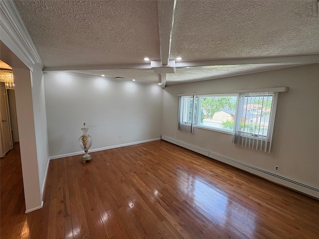 378 W Waukena Ave, Oceanside, NY 11572 - unfurnished room featuring a textured ceiling, baseboard heating, and wood finished floors