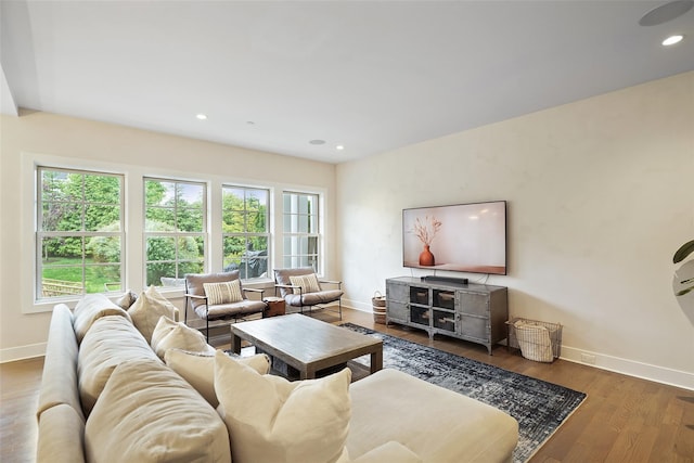 5 Rose Ln, Rye Brook, NY 10573 - living area featuring plenty of natural light, baseboards, wood finished floors, and recessed lighting