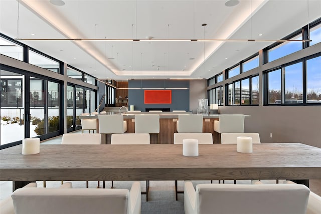 5 Rose Ln, Rye Brook, NY 10573 - dining space featuring a raised ceiling