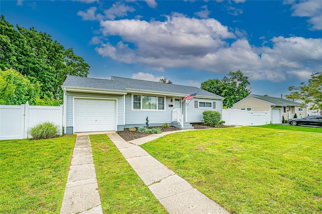51 Franklin St, Brentwood, NY 11717 - view of front of property featuring a garage, driveway, a gate, and roof with shingles