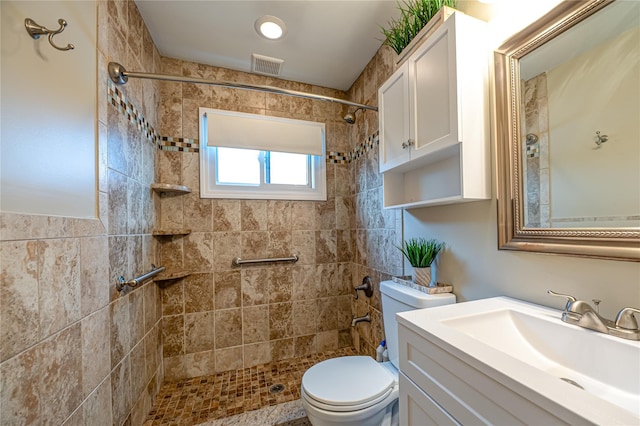 51 Franklin St, Brentwood, NY 11717 - full bath with vanity, tiled shower, and toilet