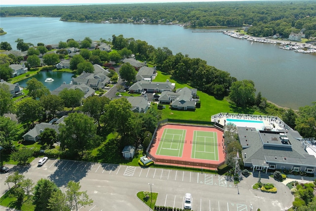 276 Dockside Ct, Moriches, NY 11955 - bird's eye view of a nearby body of water and a heavily wooded area