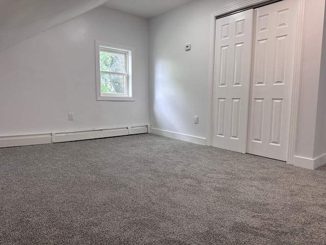 19 N Rd, Highland, NY 12528 - additional living space featuring carpet, a baseboard radiator, vaulted ceiling, and baseboards
