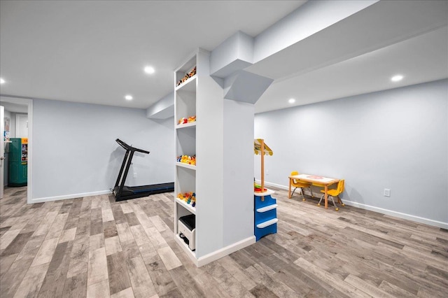 71 Harlan Dr, New Rochelle, NY 10804 - recreation room featuring wood finished floors and recessed lighting