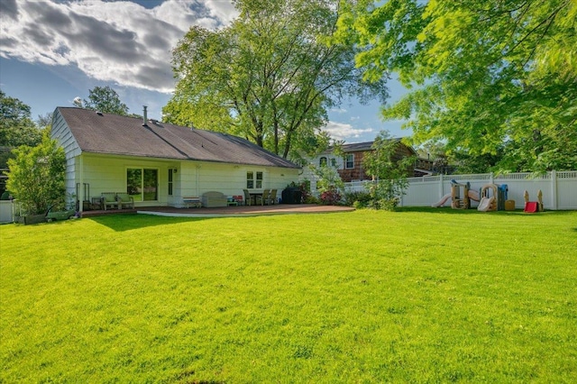 71 Harlan Dr, New Rochelle, NY 10804 - rear view of house featuring a fenced backyard and a patio