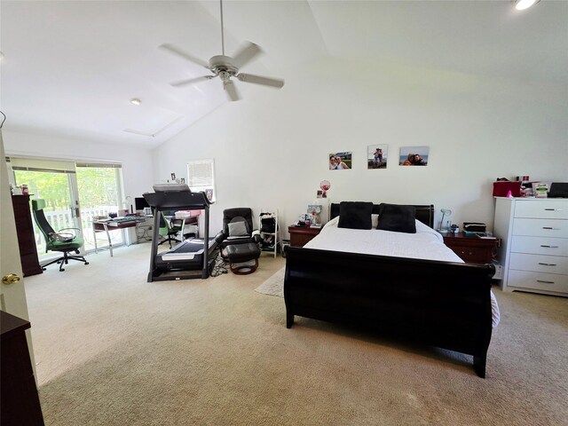 81 Anchor St, Riverhead, NY 11901 - carpeted bedroom with lofted ceiling, an office area, and a ceiling fan