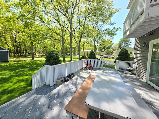 81 Anchor St, Riverhead, NY 11901 - wooden deck featuring a yard