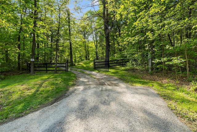 577 Fiddlers Bridge Rd, Staatsburg, NY 12580 - view of street with a gate and a view of trees