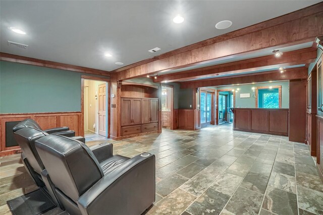 6 Emily Ln, Monroe, NY 10950 - building lobby featuring a wainscoted wall, wood walls, and recessed lighting