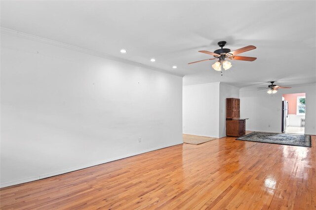32 Pearsall Unit 3B, Glen Cove, NY 11542 - unfurnished living room with recessed lighting, light wood-type flooring, a ceiling fan, and baseboards