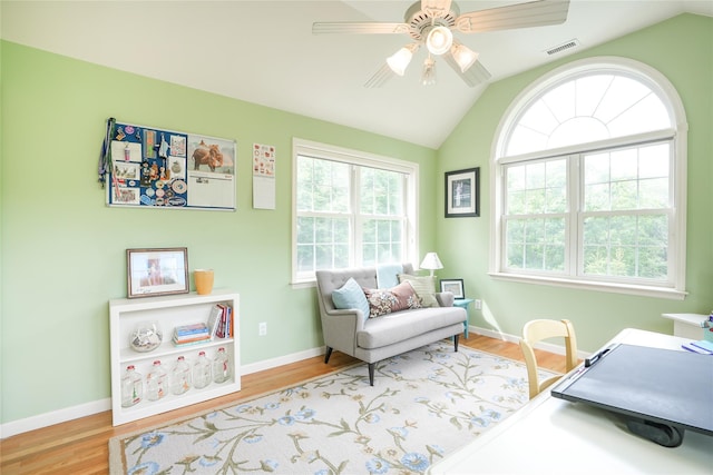 27 Millstream Ct, Pawling, NY 12564 - office space with lofted ceiling, wood finished floors, and a ceiling fan