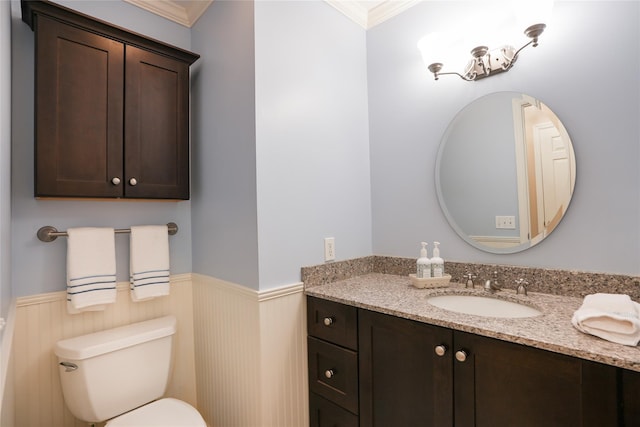 27 Millstream Ct, Pawling, NY 12564 - bathroom with wainscoting, vanity, and ornamental molding