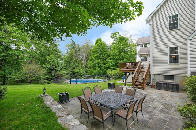 27 Millstream Ct, Pawling, NY 12564 - view of patio featuring a deck, stairway, and outdoor dining space