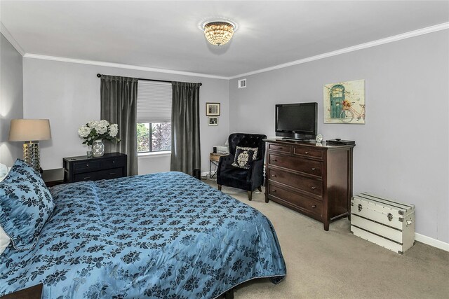 99 S Park # 308, Rockville Centre, NY 11570 - bedroom featuring crown molding, light carpet, and baseboards