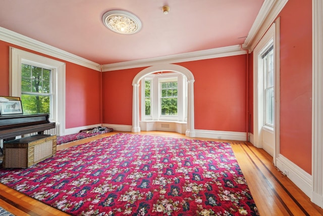 90 Main St, Chester, NY 10918 - empty room with hardwood / wood-style floors, crown molding, and baseboards