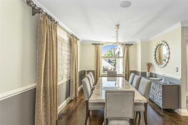148-03 9th Ave, Whitestone, NY 11357 - dining room with ornamental molding, dark wood finished floors, and baseboards