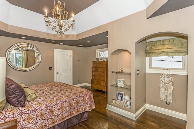 148-03 9th Ave, Whitestone, NY 11357 - bedroom with wood finished floors, a chandelier, baseboards, multiple windows, and a high ceiling
