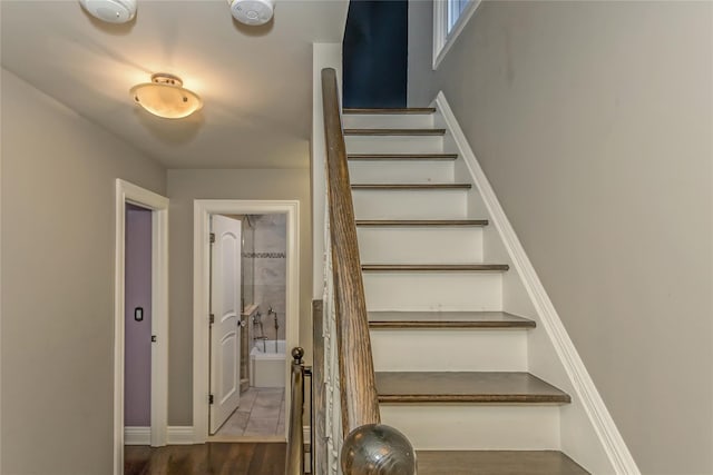 148-03 9th Ave, Whitestone, NY 11357 - stairs with wood finished floors and baseboards