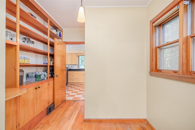 36 Elm St, Pawling, NY 12564 - hallway with crown molding, light wood finished floors, and baseboards