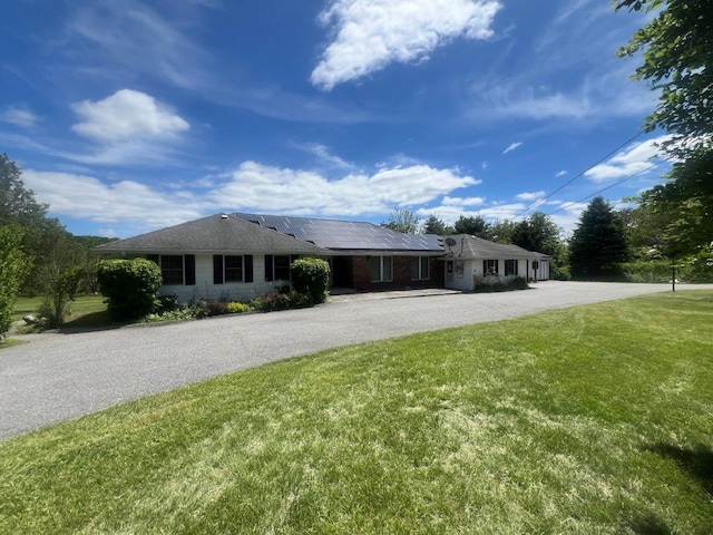 420 S Plank Rd, Westtown, NY 10998 - single story home featuring a front yard, solar panels, and driveway