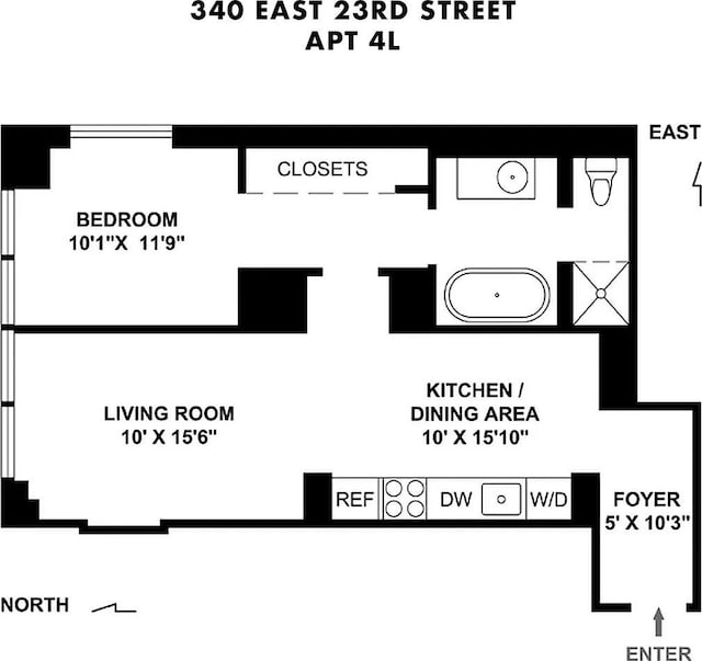 340 E 23rd St Unit 4L, New York Manhattan, NY 10010 - room layout