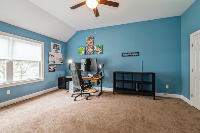 130 Shenandoah Blvd N, Nesconset, NY 11767 - office space featuring carpet floors, ceiling fan, vaulted ceiling, and baseboards