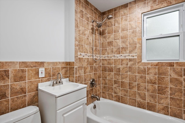 8 Lafayette Ave, Lake Grove, NY 11755 - full bath featuring bathtub / shower combination, tile walls, vanity, and toilet