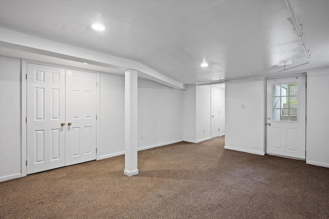 8 Lafayette Ave, Lake Grove, NY 11755 - below grade area featuring carpet floors, recessed lighting, and baseboards
