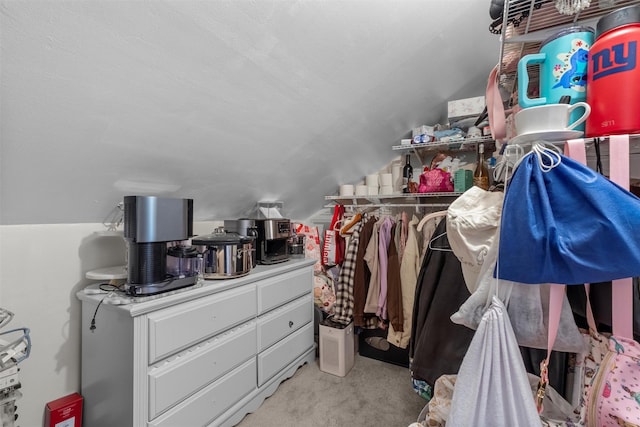 2B Kings Unit 2B, Mohegan Lake, NY 10547 - walk in closet with lofted ceiling and light colored carpet