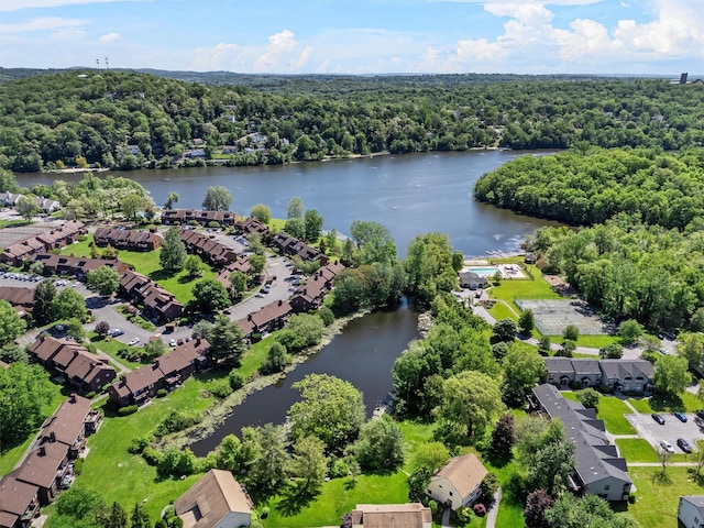 2B Kings Unit 2B, Mohegan Lake, NY 10547 - aerial perspective of suburban area with a nearby body of water and a heavily wooded area