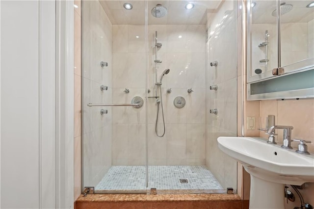 150 Oceana Dr W Unit 4B, Brooklyn, NY 11235 - full bath featuring a shower stall, recessed lighting, and a sink