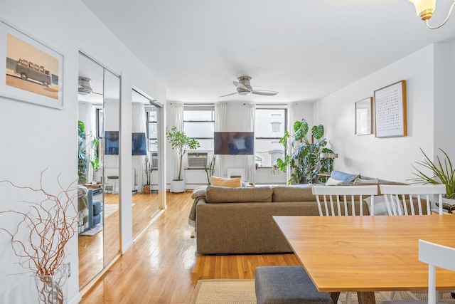 219 Berry St Unit 2, Brooklyn, NY 11249 - living area with ceiling fan, light wood finished floors, and cooling unit