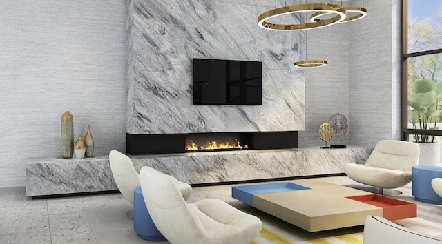 38-20 Parsons Blvd Unit 516, Flushing, NY 11354 - living room featuring a fireplace