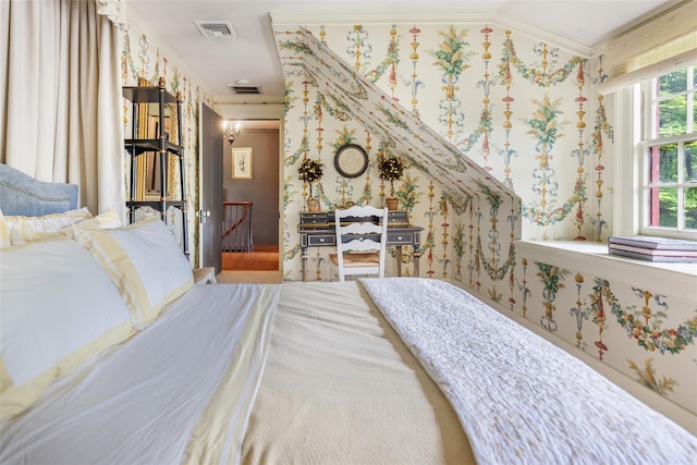 1282 Old Post Rd, Ulster Park, NY 12487 - bedroom featuring ornamental molding and wallpapered walls