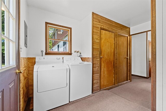 89 Brown Rd, Wappingers Falls, NY 12590 - laundry area featuring washing machine and clothes dryer, carpet, and electric panel