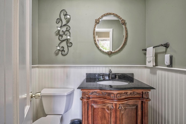 23 S Sixth St, Locust Valley, NY 11560 - half bath with wainscoting, toilet, and vanity