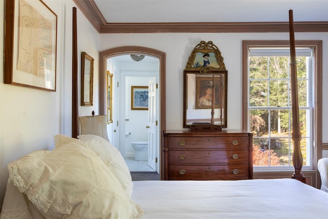 390 Erpf Rd, Arkville, NY 12406 - bedroom with ornamental molding and ensuite bathroom