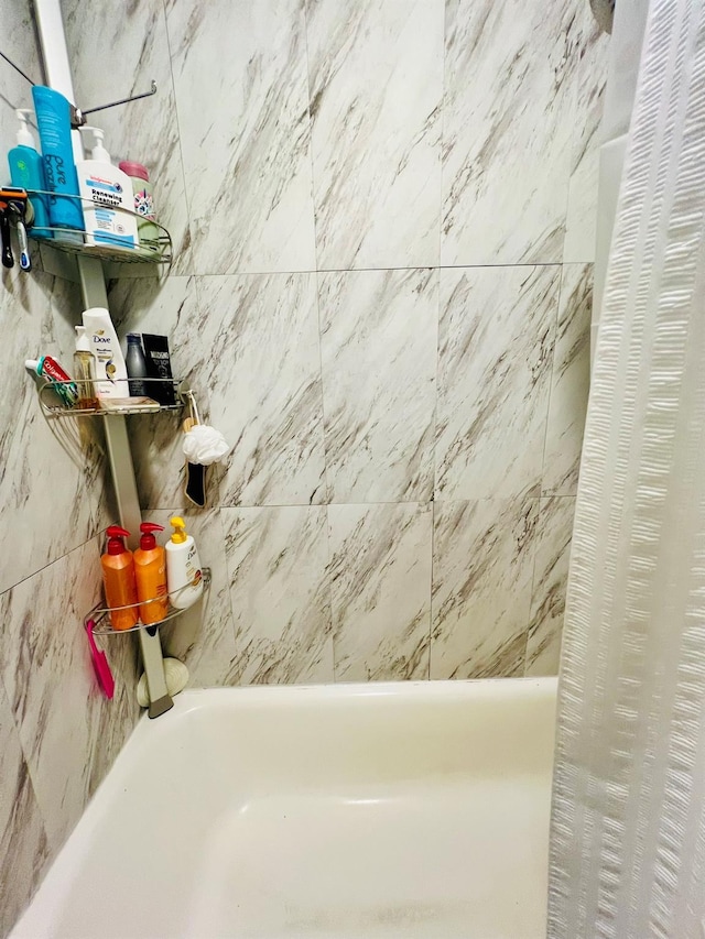 5-41 117th St, College Point, NY 11356 - full bathroom with shower / bath combo with shower curtain